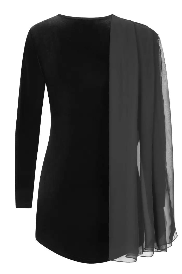 Velvet Longline Top with Chiffon Saree drape
